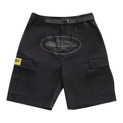 Pre-owned Corteiz Rtw Og Alcatraz Cargo Shorts 'triple Black'