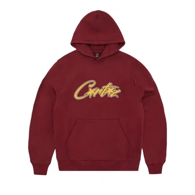 Pre-owned Corteiz Satin Applique Allstarz Hoodie 'maroon'