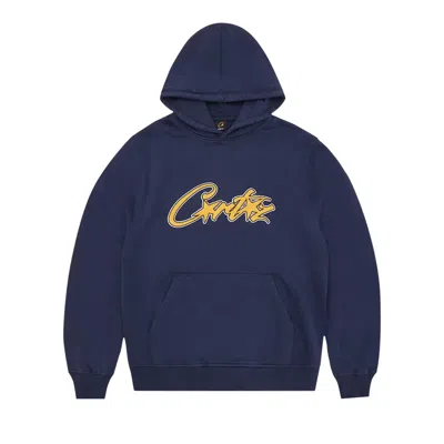 Pre-owned Corteiz Satin Applique Allstarz Hoodie 'navy' | Blue | Men's Size S