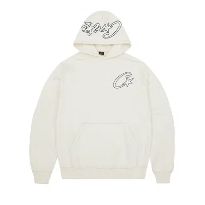 Pre-owned Corteiz Satin C Star Appliqué Hoodie 'off White' | Cream | Men's Size L