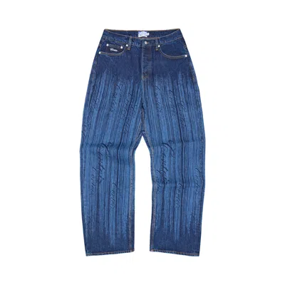 Pre-owned Corteiz Strike Baggy Jeans 'dark Wash' | Blue | Men's Size 32
