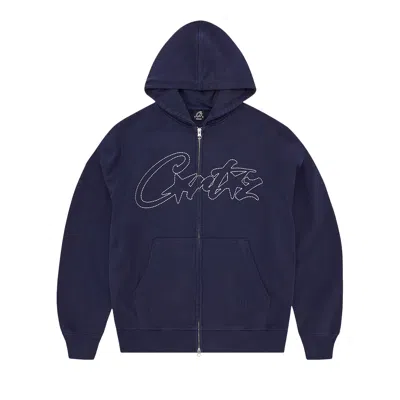Pre-owned Corteiz Thick Stitch Allstarz Zip Hoodie 'navy' | Blue | Men's Size M