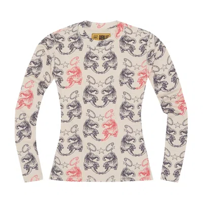 Pre-owned Corteiz Tiger Mesh Long-sleeve 'cream' | Women's Size Xs In White