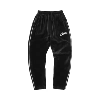 Pre-owned Corteiz Vvs Velour Bottoms 'black'