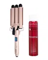 Cortex Beauty Cortex Digital Wave Maker 1 Foldable Three Barrel Waver & Hairspray Set In Pink