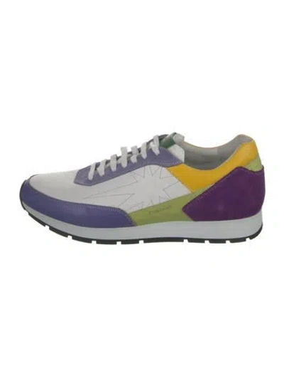 Pre-owned Corthay Leather Colorblock Pattern Athletic Sneakers In Purple