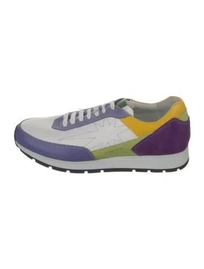 Pre-owned Corthay Leather Colorblock Pattern Athletic Sneakers In Purple