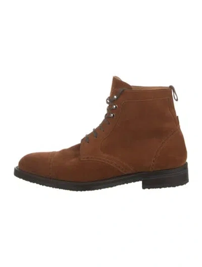 Pre-owned Corthay Suede Lace-up Boots In Brown