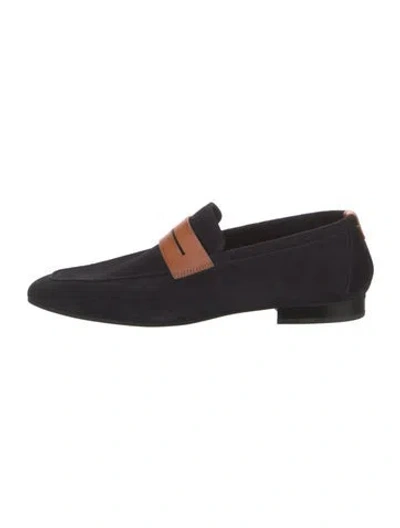 Pre-owned Corthay Suede Loafers In Black/blue