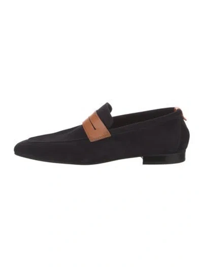 Pre-owned Corthay Suede Loafers In Black/blue
