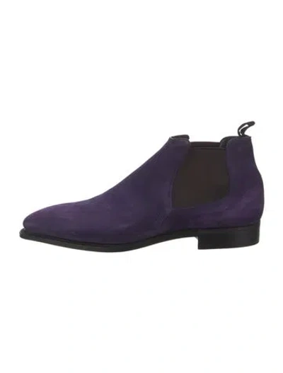 Pre-owned Corthay Suede Loafers In Purple