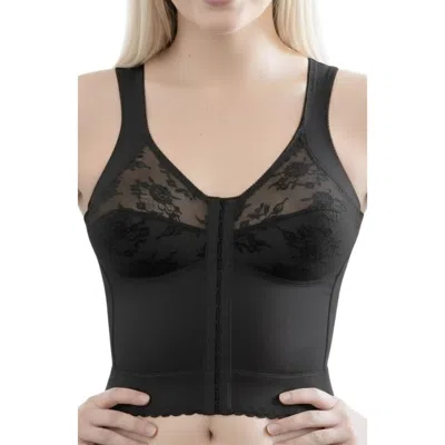 Cortland Intimates A Division Of Rago Front Closure Back Support Long Line Bra In Black