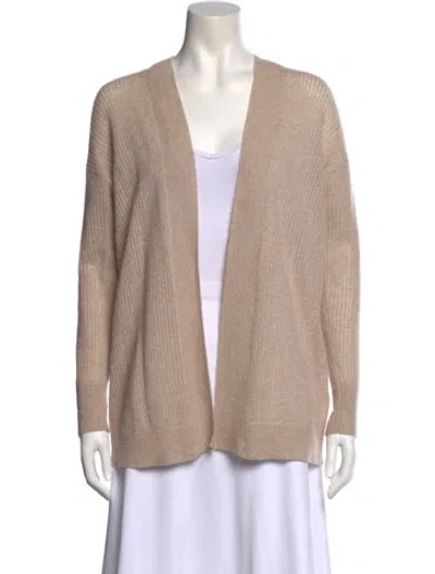 Pre-owned Cortland Park Cashmere Open Front Sweater In Neutral