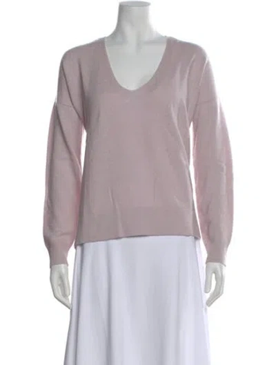 Pre-owned Cortland Park Cashmere Plunge Neckline Sweater In Purple