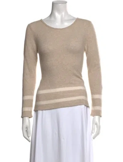 Pre-owned Cortland Park Cashmere Striped Sweater In Neutrals