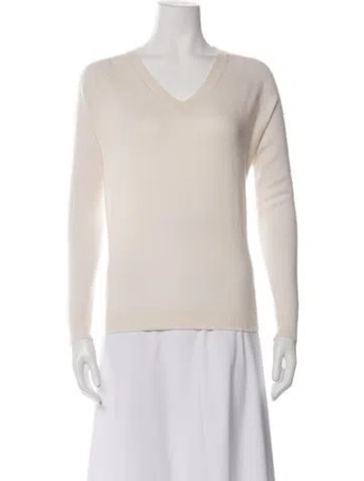 Pre-owned Cortland Park Cashmere V-neck Sweater In Neutrals