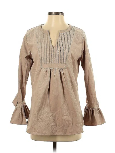 Pre-owned Cortland Park Long Sleeve Blouse In Brown