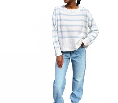 Cortland Park Perfect Day Crewneck Stripe Sweater In Snow/sky In Blue