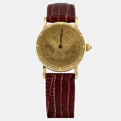 Pre-owned Corum $5 Gold Eagle-liberty Coin Watch Automatic Gold 18k Yellow Gold Unisex Wristwatch 24 Mm