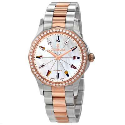 Corum Admiral Automatic Diamond Mother Of Pearl Dial Ladies Watch 400.100.29/v200 Pn13 In Two Tone  / Admiral / Gold / Gold Tone / Mother Of Pearl / Rose / Rose Gold / Rose Gold Tone