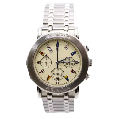 Pre-owned Corum Admirals Cup Stainless Steel Cream Dial Chronograph 39mm Automatic Watch In White