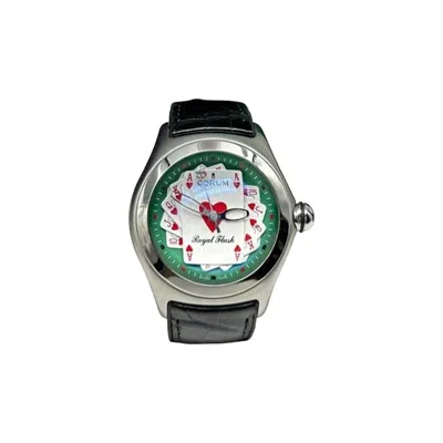 Pre-owned Corum Bubble Royal Flush 082.170.20 Steel Black Leather 45mm Box Paper 2006