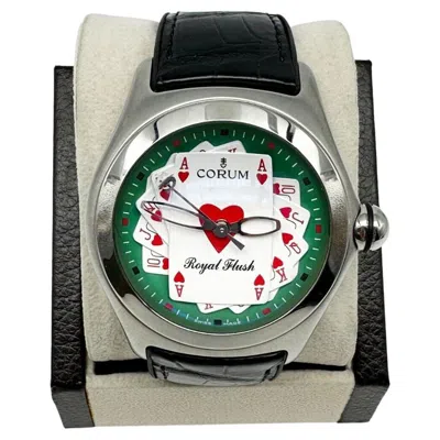 Pre-owned Corum Bubble Royal Flush 082.170.20 Steel Black Leather Box Paper, 2006