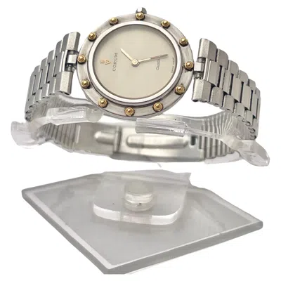 Pre-owned Corum Clipper Club 29mm Ivory Dial Stainless Steel & 18k Gold 49425 Swiss Watch In White