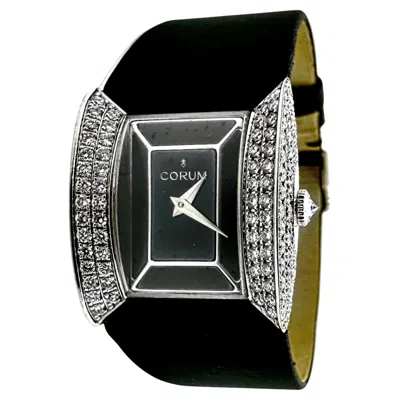 Pre-owned Corum Elegant Ladies  White Gold & Diamond Butterfly Model Watch W/black Strap