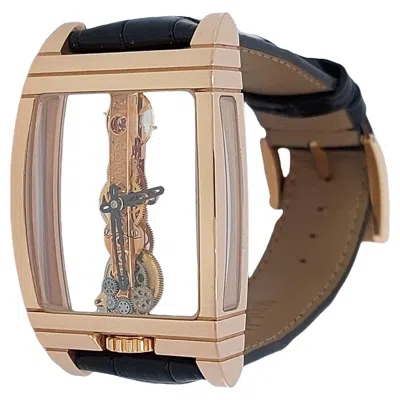 Pre-owned Corum Golden Bridge Model, 18kt Rose Gold, Linear Movement, Hand Winding In Red