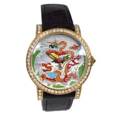 Corum Dragon Enamel Automatic Diamond Men's Watch 982.202.65 In Black / Gold / Gold Tone / Mop / Mother Of Pearl / Yellow