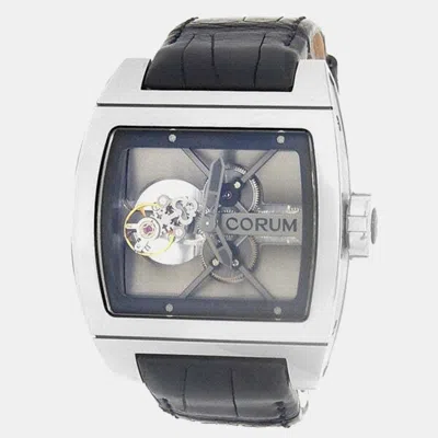 Pre-owned Corum Ti-bridge 022.700.04/0f01 0000 Manual Winding Skeleton Titanium Men's Wristwatch 42 Mm In Silver