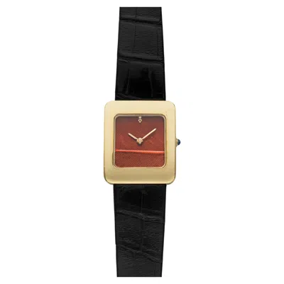 Pre-owned Corum Vintage 1970s  Tank 18k Yg Scarlet Ibis Feather Dial Manual 28 Mm In Red