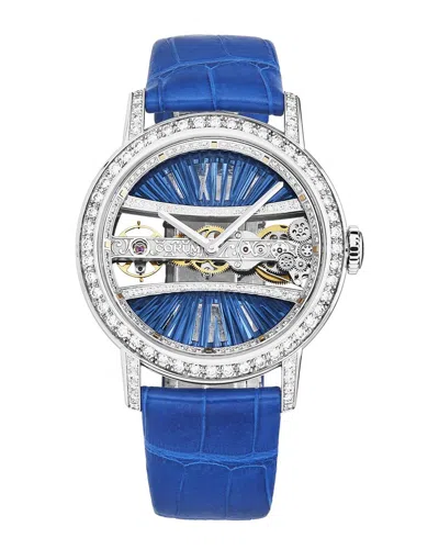 Corum Golden Bridge Hand Wind Diamond Blue Dial Unisex Watch 113.000.69/0f03 Bd91g In Blue / Gold / Gold Tone / White