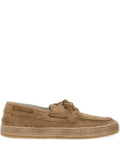 Corvari 1933 Velour Suede Boat Shoes In Brown