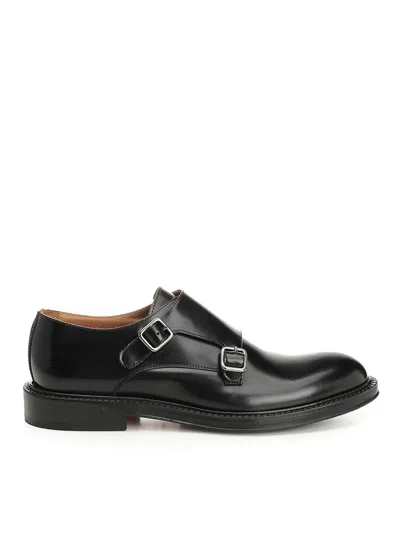 Corvari Black Brushed Leather Double Monk