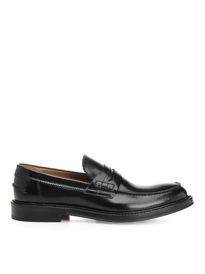 Corvari Black Brushed Leather Penny Loafer