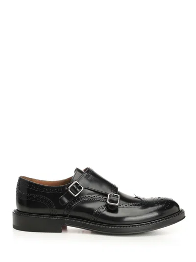Corvari Double Monk Duilio Pelle Spazzolata Loafers Black