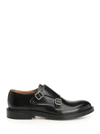 Corvari Double Monk Pelle Spazzolata Loafers Black