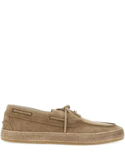 Corvari Leather Boat Shoes In Brown