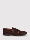 Corvari Almond Shape Brushed Suede Monk Strap Loafers