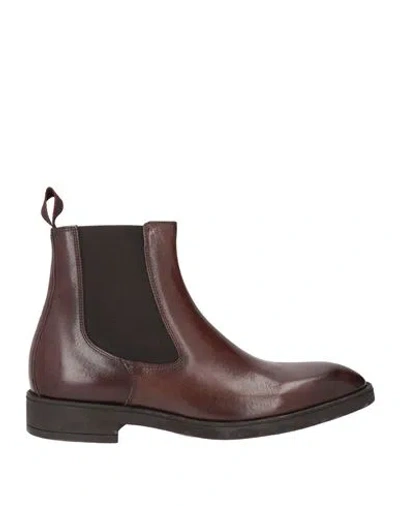 Corvari Man Ankle Boots Chocolate Brown Size 10 Leather In Burgundy