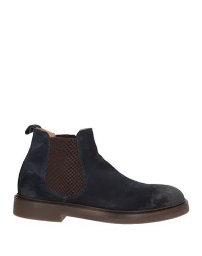 Corvari Man Ankle Boots Midnight Blue Size 9 Leather In Brown