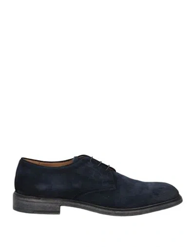 Corvari Man Lace-up Shoes Navy Size 7 Leather In Blue