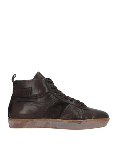 Corvari Man Sneakers Dark Brown Size 8 Leather In Black
