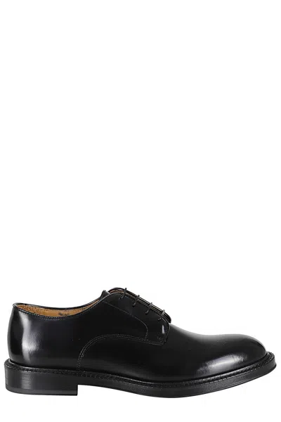 Corvari Smooth Brushed Calfskin Derby In Black