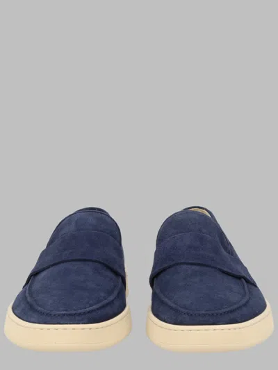 Corvari Suede Boat Loafers In Blue