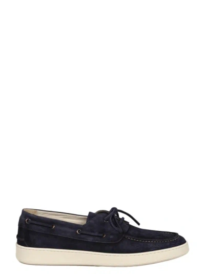 Corvari Suede Boat Loafers In Blue