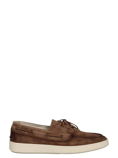 Corvari Suede Boat Loafers In Brown