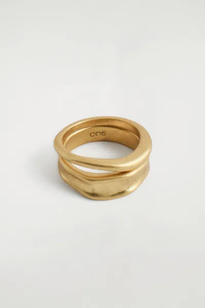 Cos 2-pack Hammered Rings In Gold